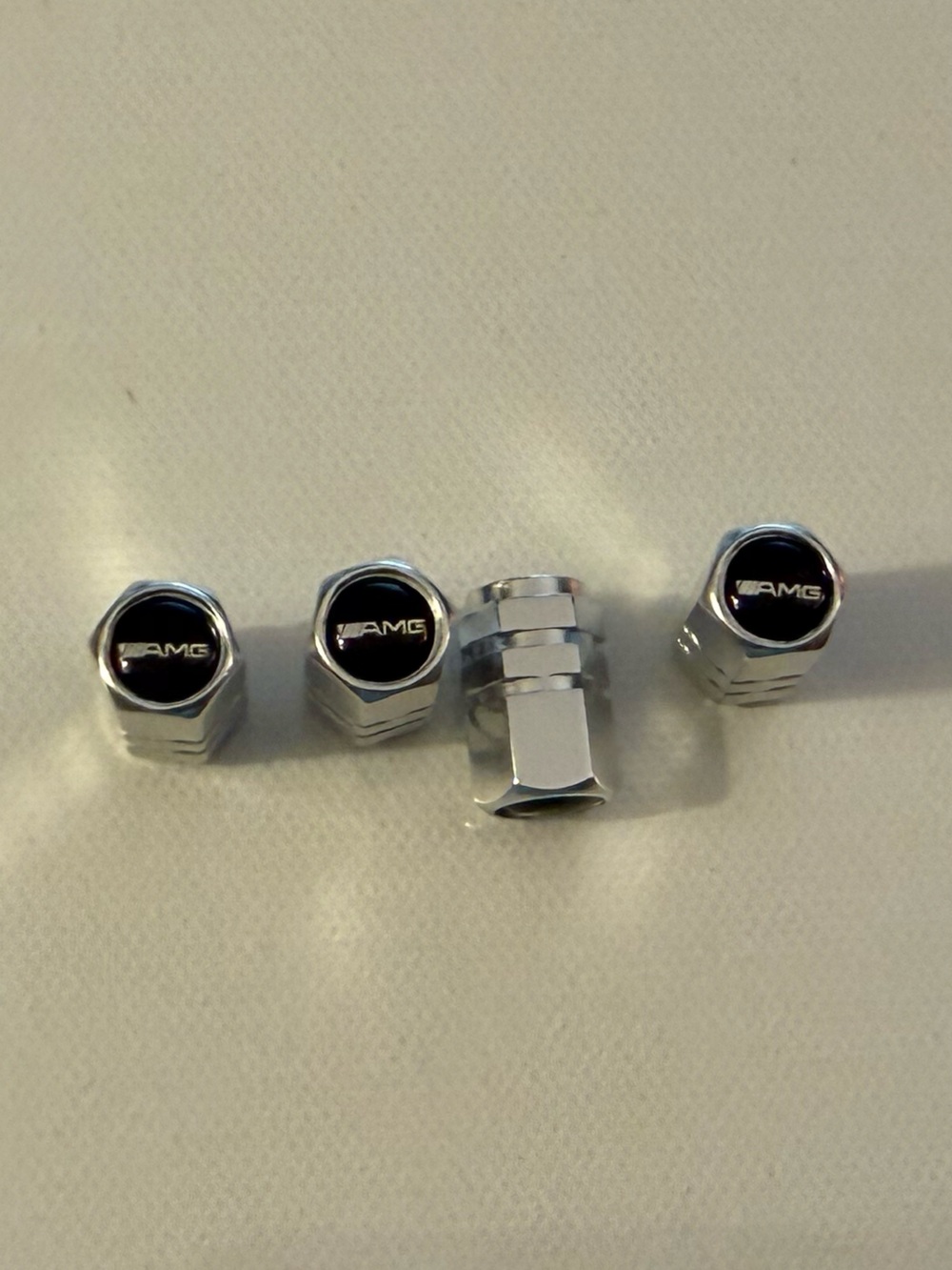AMG Mercedes Valve Stem Caps in Silver Set of 4 NWT